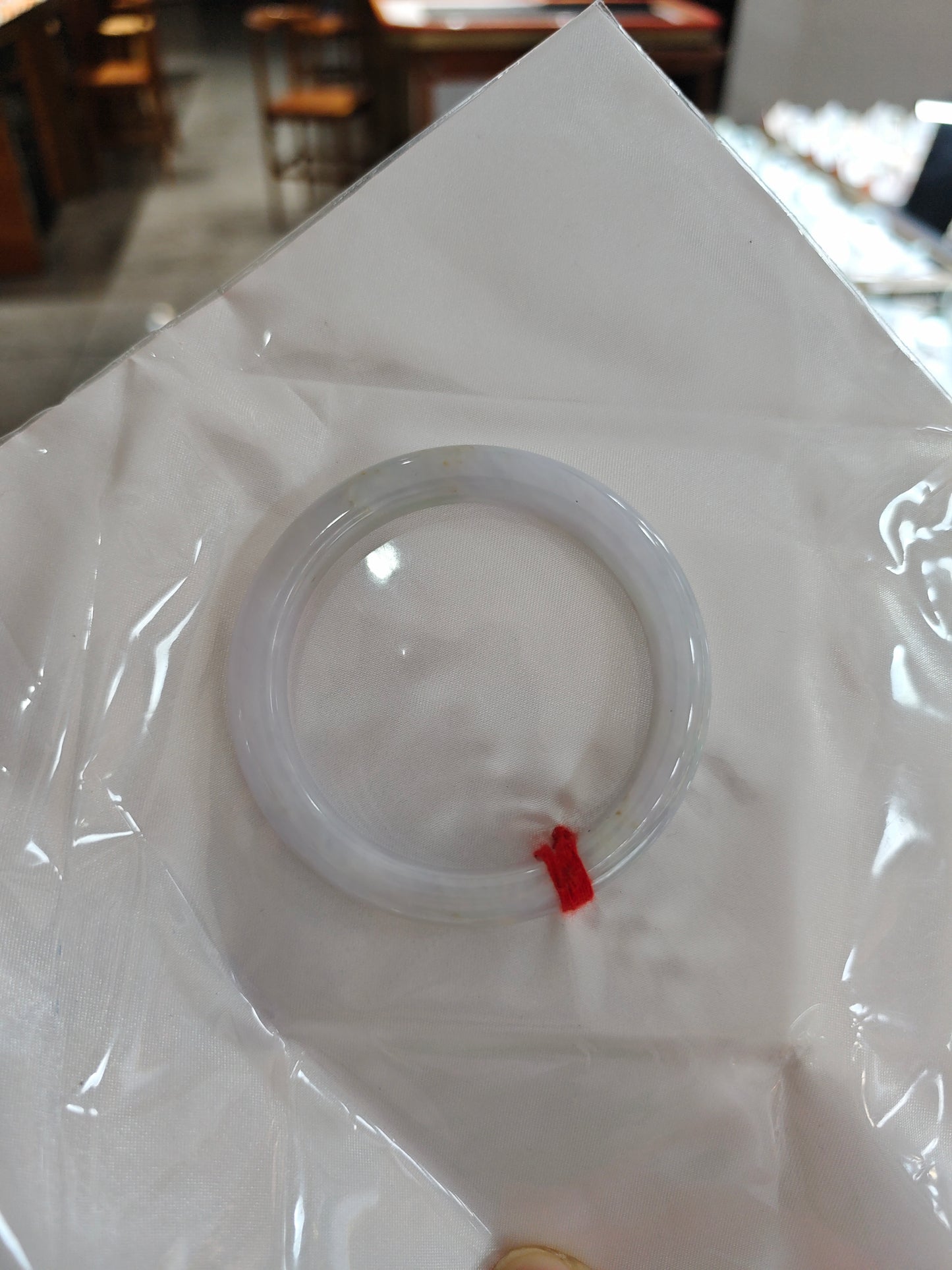 Natural Type A Jadeite Bangle | Icy Translucent White | Comfort Flat Cut 54.2mm | NGTC Certified | Direct from Sihui
