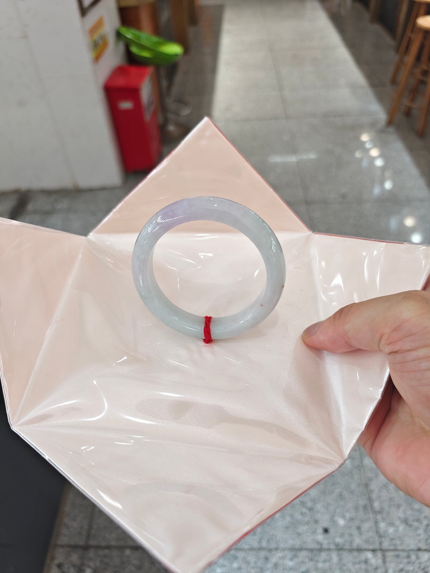Natural Type A Jadeite Bangle | Icy White with Soft Lavender | Comfort Flat Cut 54.4mm | NGTC Certified | Direct from Sihui