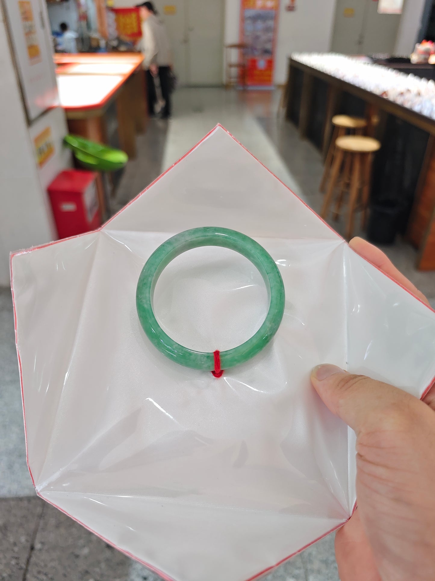 Natural Type A Jadeite Bangle | Soft Apple Green | Comfort Flat Cut 57.5mm | NGTC Certified | Direct from Sihui
