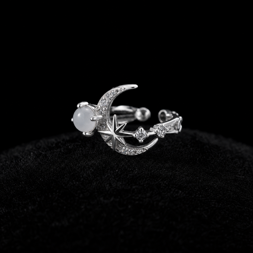 Natural Quartzite Jade Ear Cuff in 925 Silver - Celestial (Custom Made)
