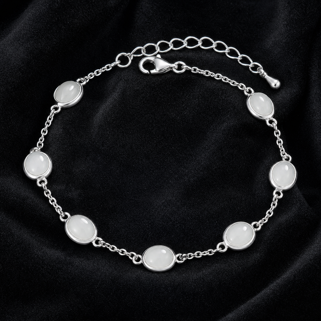 Natural Quartzite Jade Bracelet in 925 Silver - Multi-Stone (Custom Made)