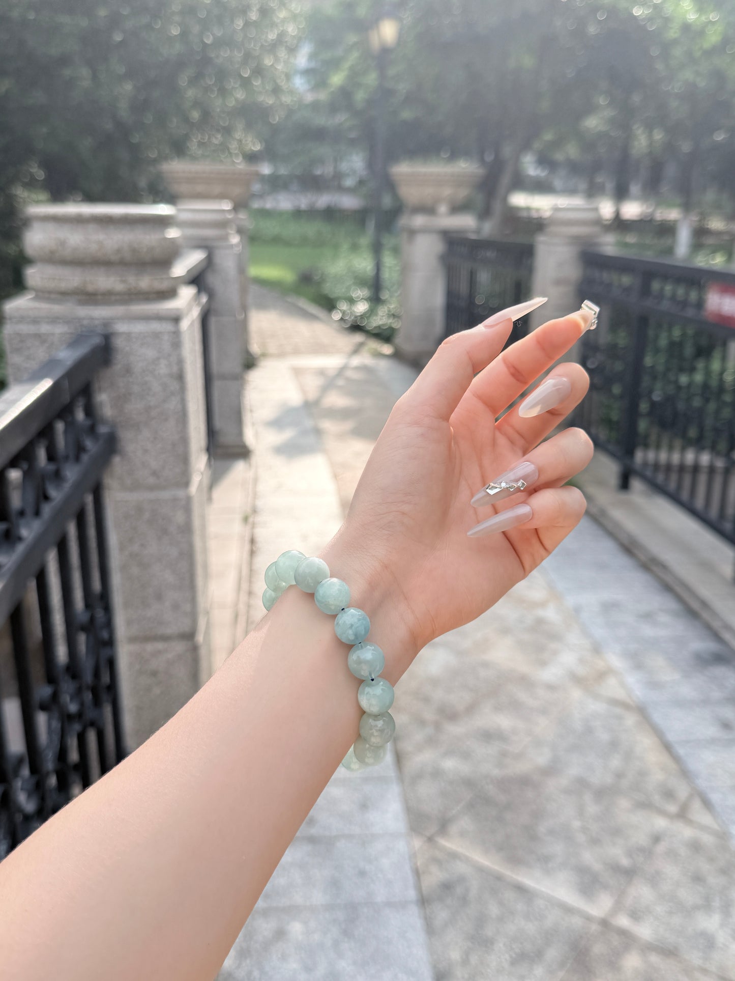 天水藍瑪瑙手鍊 | 12毫米 3A級 海洋的寧靜