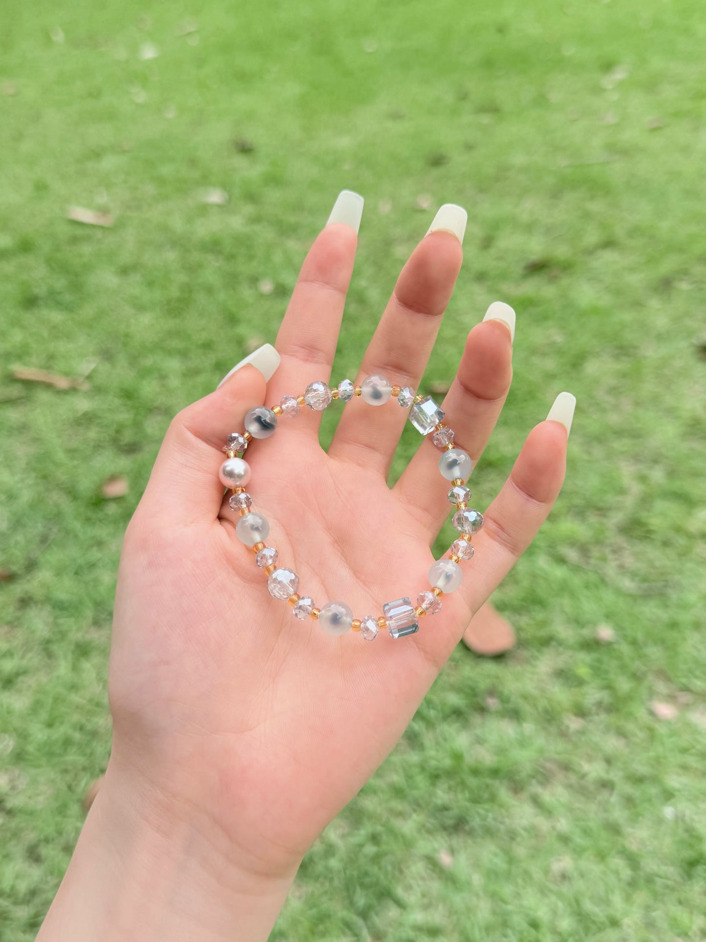 天然藍糖果瑪瑙水晶手鍊 — 8mm