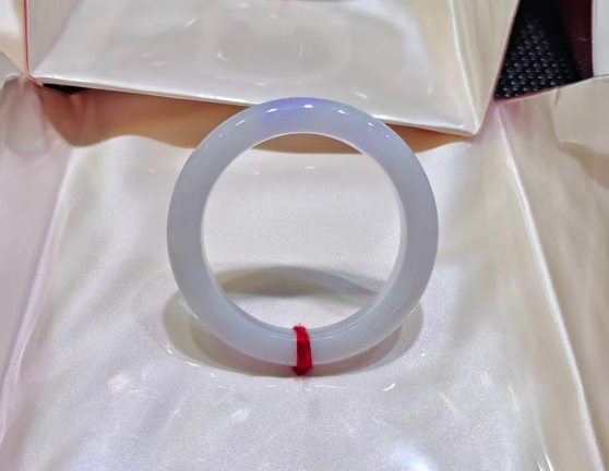 Natural Type A Jadeite Bangle | Icy Translucent White | Comfort Flat Cut 55.2mm | NGTC Certified | Direct from Sihui