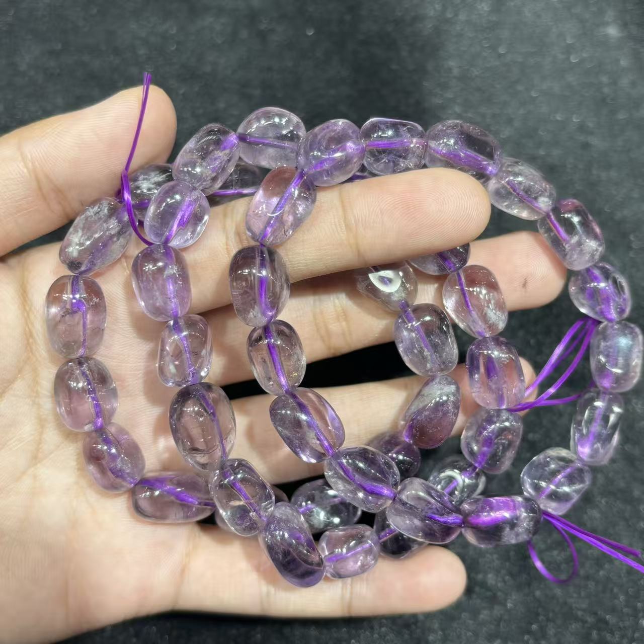 天然薰衣草紫水晶隨形碎石手鍊