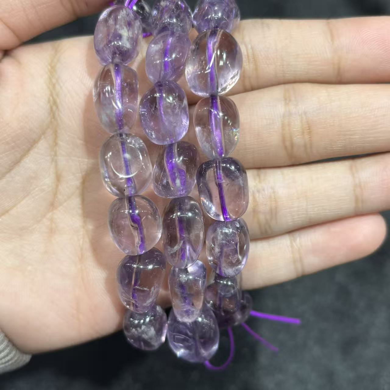 天然薰衣草紫水晶隨形碎石手鍊