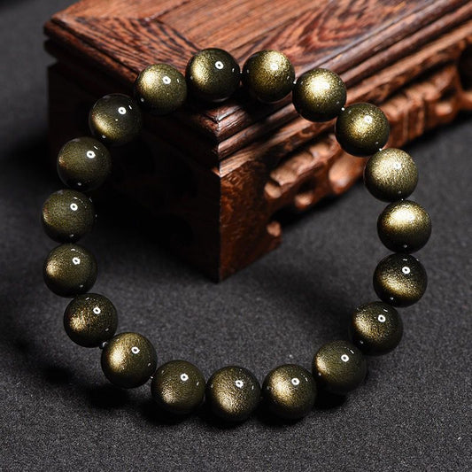 Gold Sheen Obsidian Bracelet - 12mm Protection & Wealth