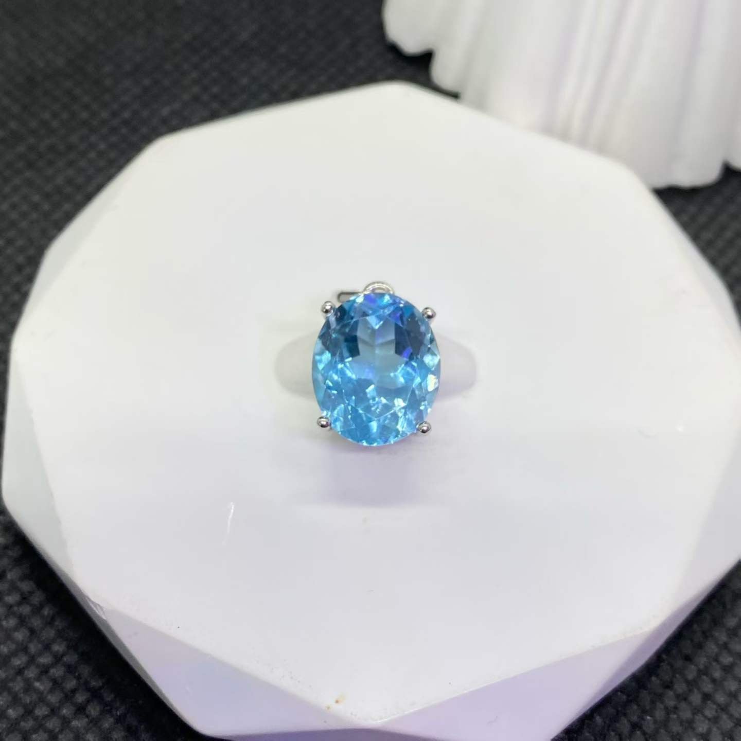 Natural Blue Topaz Pendant in 925 Sterling Silver, 10×12mm Oval Gemstone