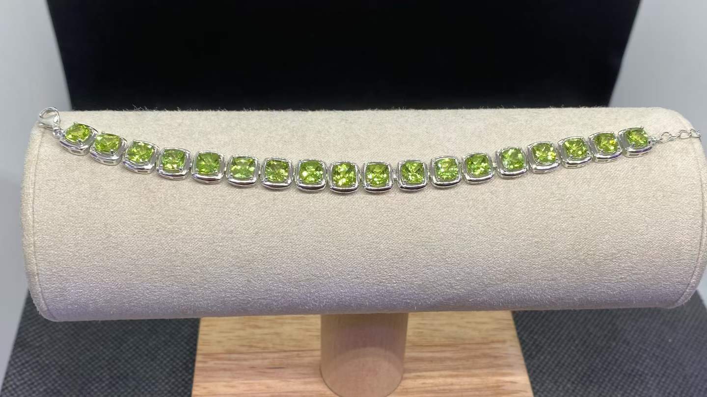 Natural Peridot Tennis Bracelet in 925 Sterling Silver, 5mm Gemstones