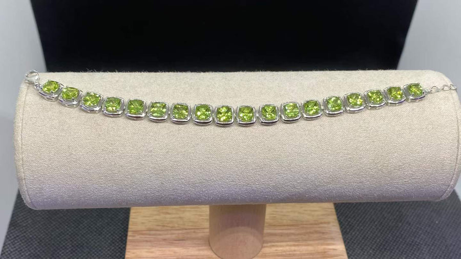 Natural Peridot Tennis Bracelet in 925 Sterling Silver, 5mm Gemstones