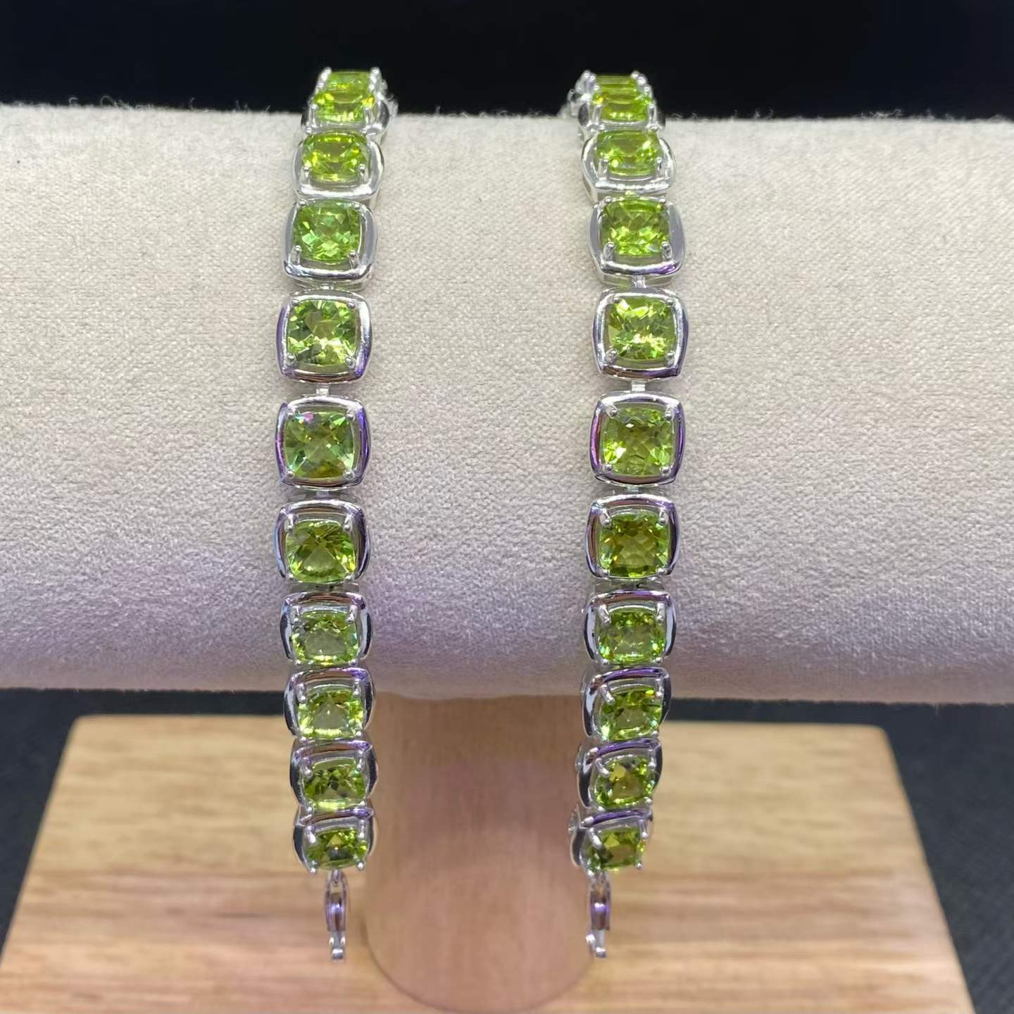 Natural Peridot Tennis Bracelet in 925 Sterling Silver, 5mm Gemstones