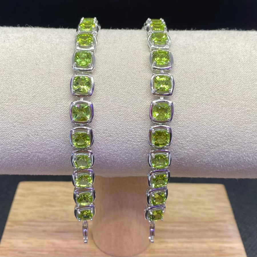 Natural Peridot Tennis Bracelet in 925 Sterling Silver, 5mm Gemstones