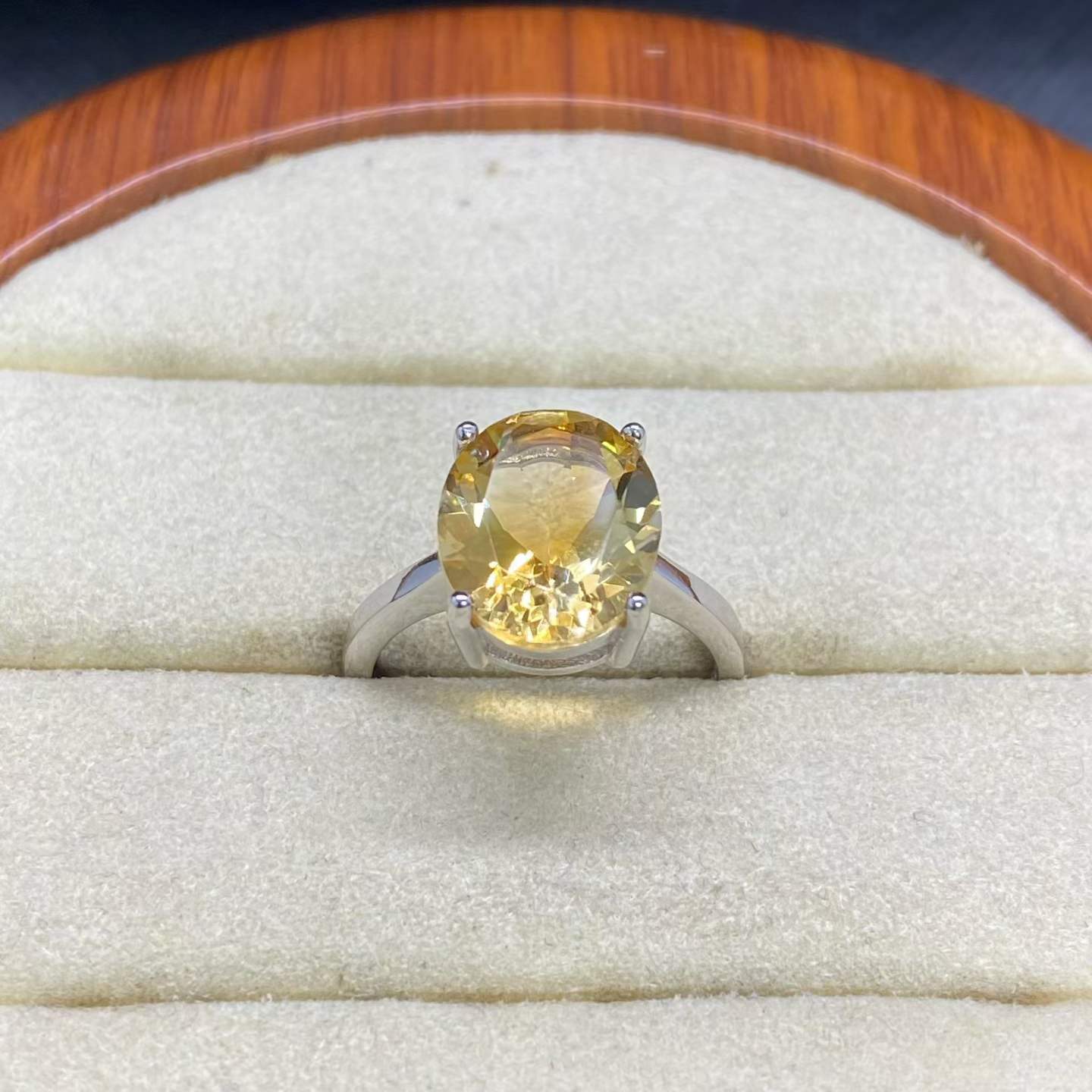 Natural Citrine Solitaire Ring in 925 Sterling Silver, 10x12mm Oval Gemstone