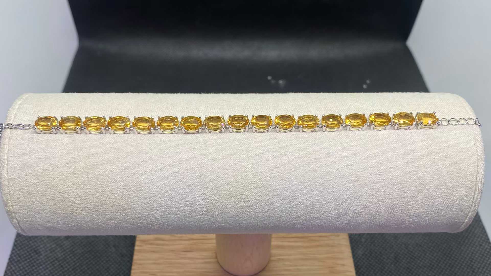 Natural Citrine Tennis Bracelet in 925 Sterling Silver, 5x7mm Oval Gemstones