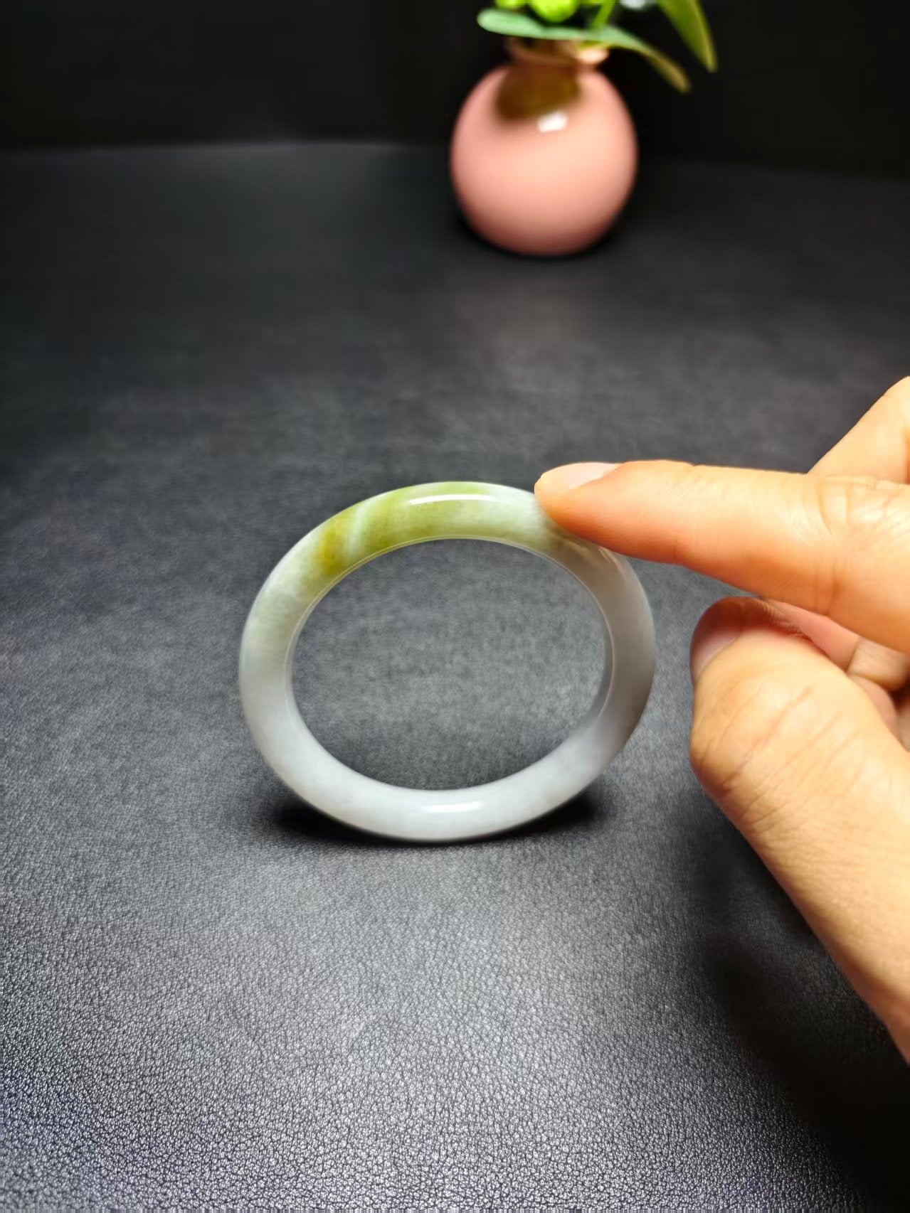 Natural Type A Burmese Jadeite Bangle | Yellow Green Floral | Round Cut | NGTC Certified