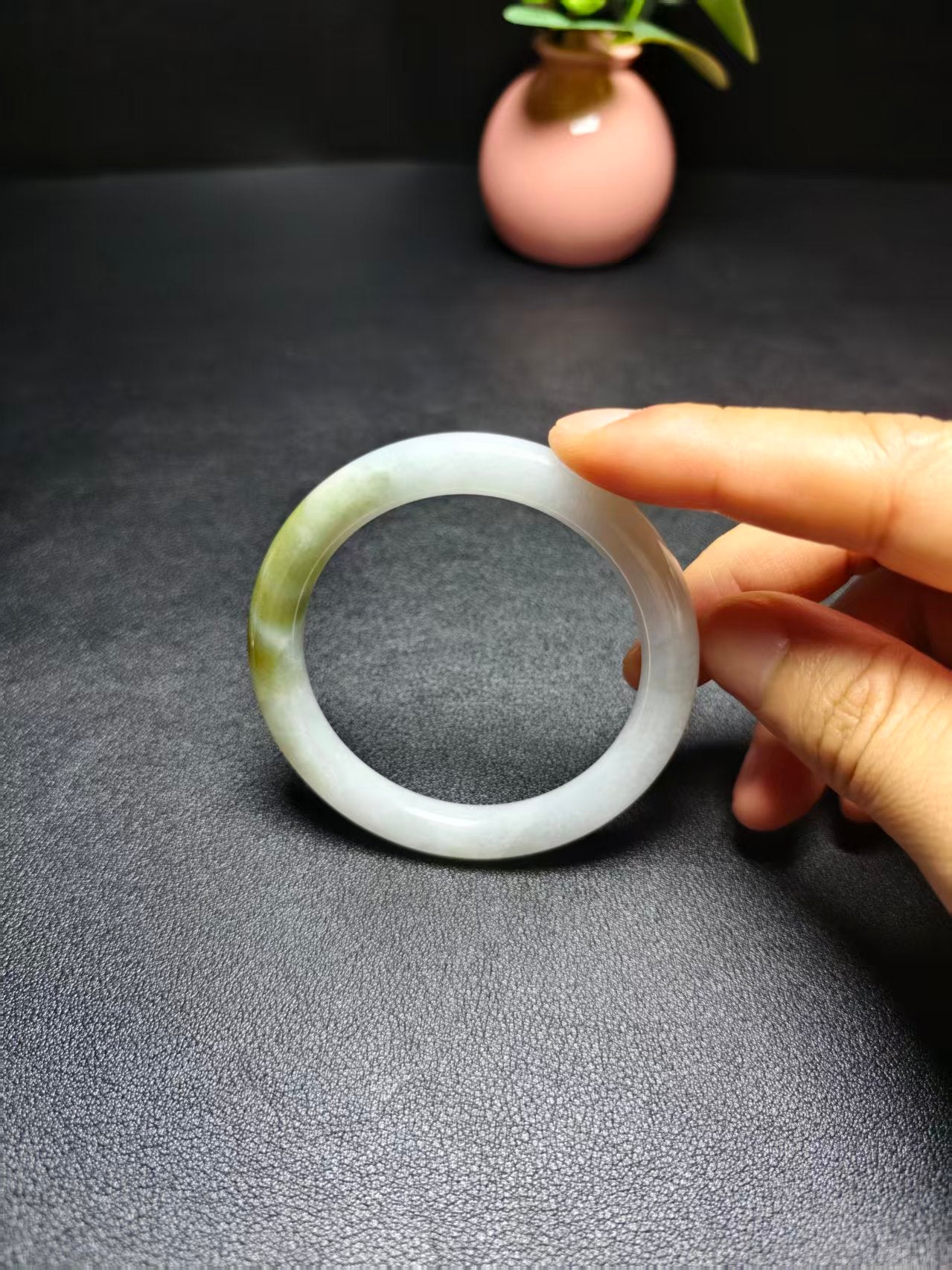 Natural Type A Burmese Jadeite Bangle | Yellow Green Floral | Round Cut | NGTC Certified