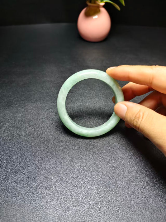 Natural Type A Burmese Jadeite Bangle | Soft Green | Round Cut | NGTC Certified