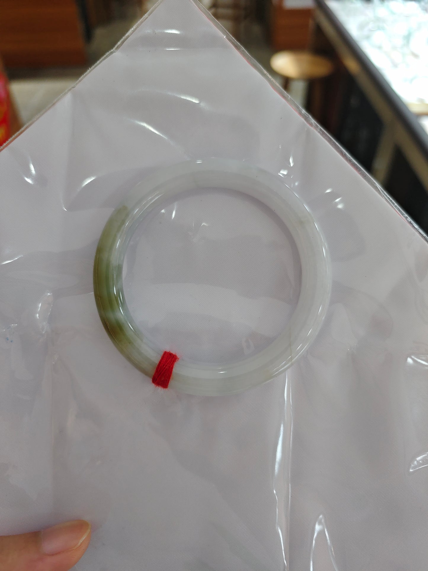Natural Type A Jadeite Bangle | Icy White with a Touch of Green | Round Cut 56.6mm | NGTC Certified | Direct from Sihui