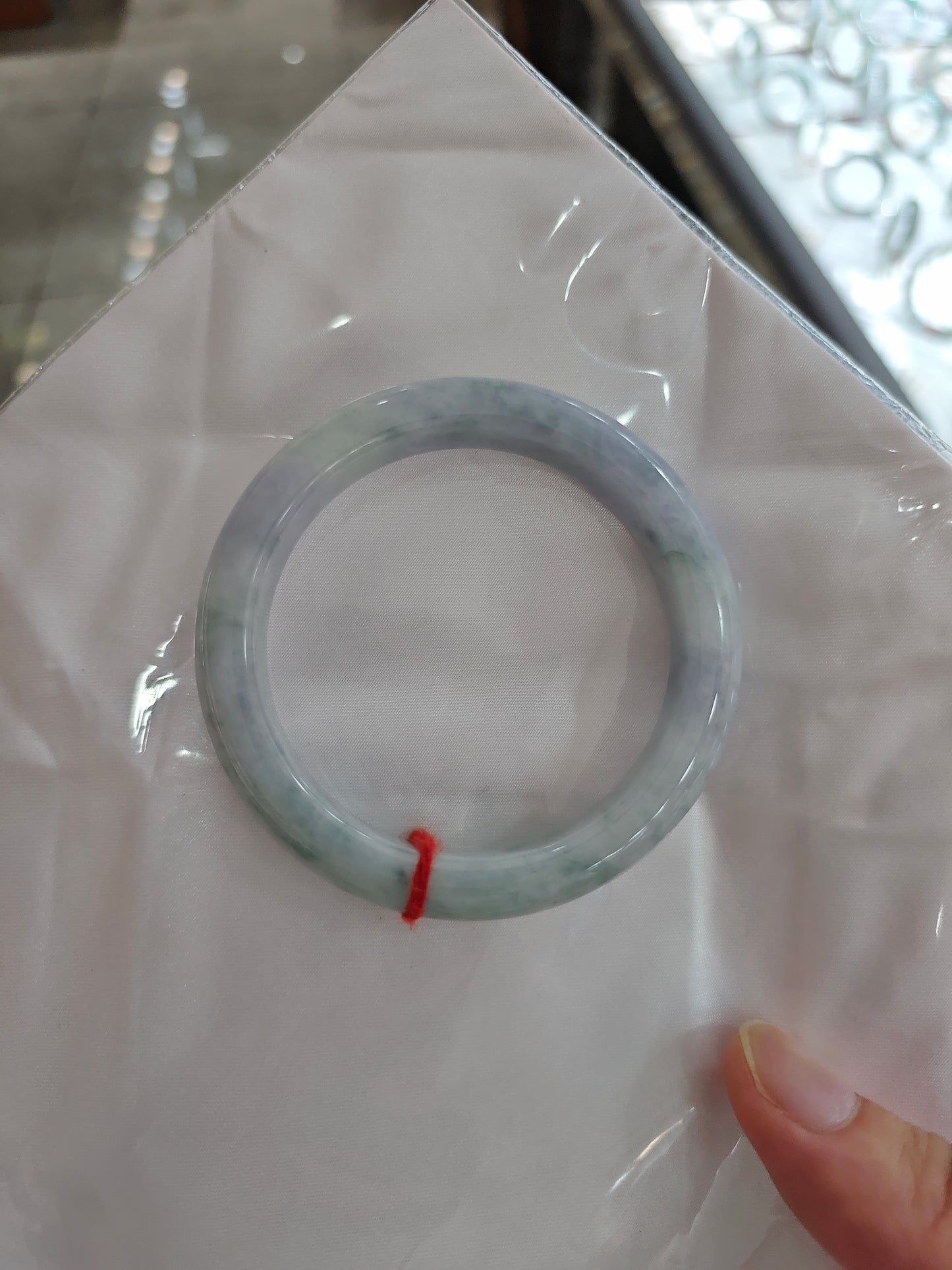 Natural Type A Jadeite Bangle | Soft Green and Lavender | Comfort Flat Cut 55.5mm | NGTC Certified | Direct from Sihui