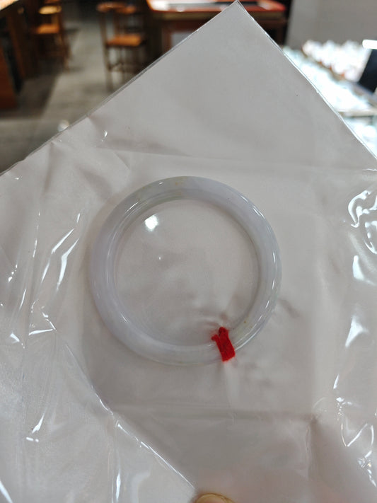 Natural Type A Jadeite Bangle | Icy Translucent White | Comfort Flat Cut 54.2mm | NGTC Certified | Direct from Sihui