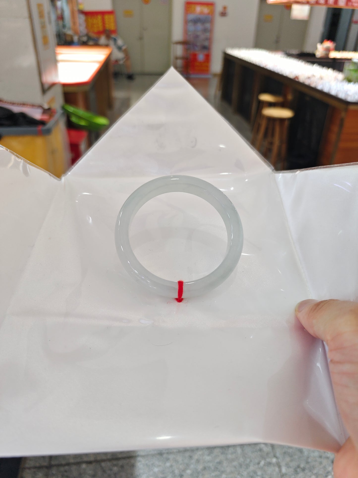 Natural Type A Jadeite Bangle | Icy Translucent White | Comfort Flat Cut 60.0mm | NGTC Certified | Direct from Sihui