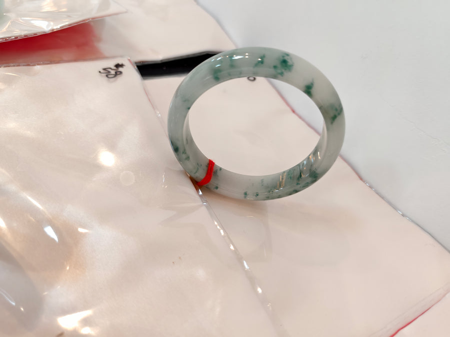 Treated Jadeite Bangle - Icy Floating Flower