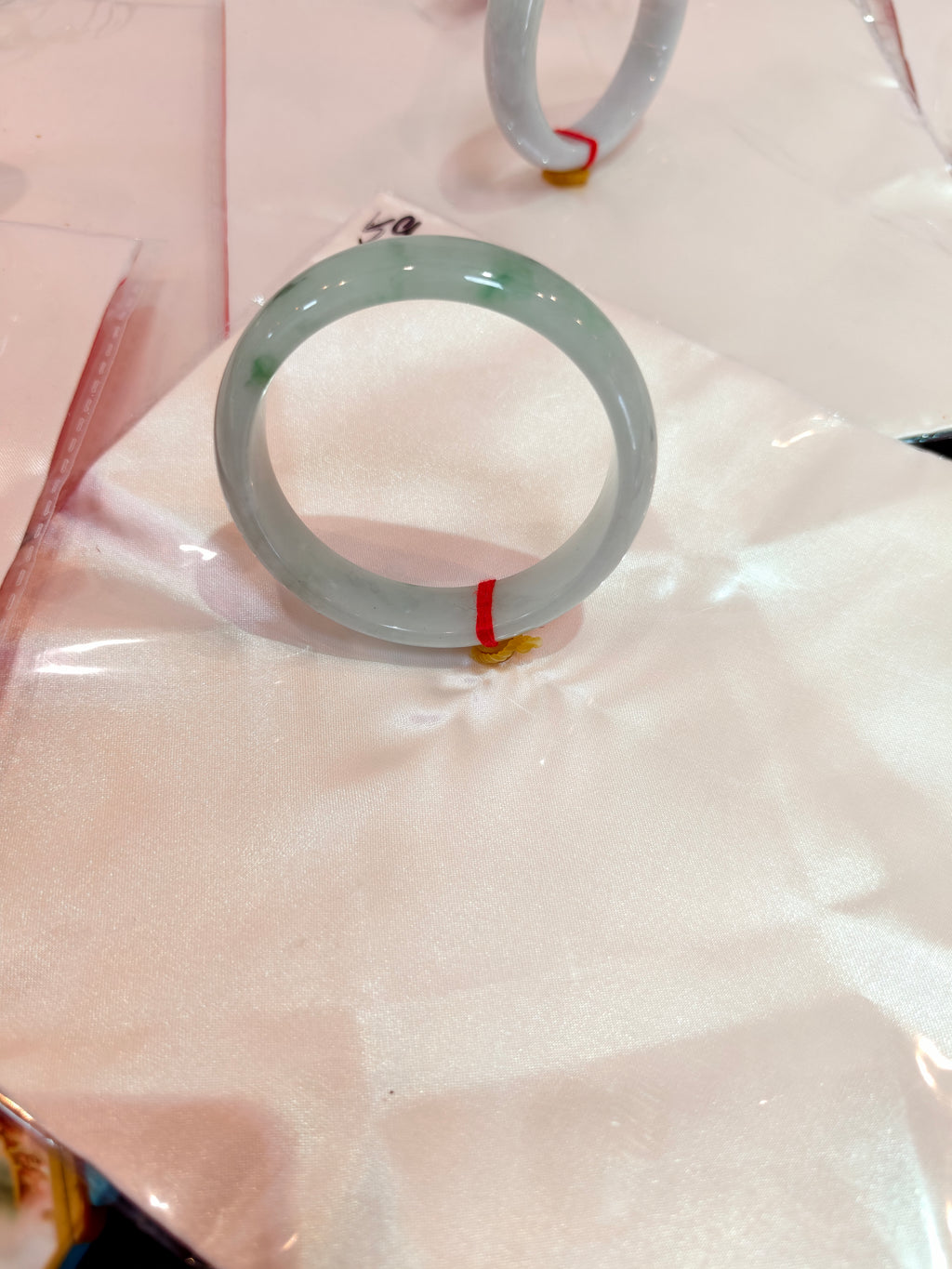 Treated Jadeite Bangle - White Base Floating Flower