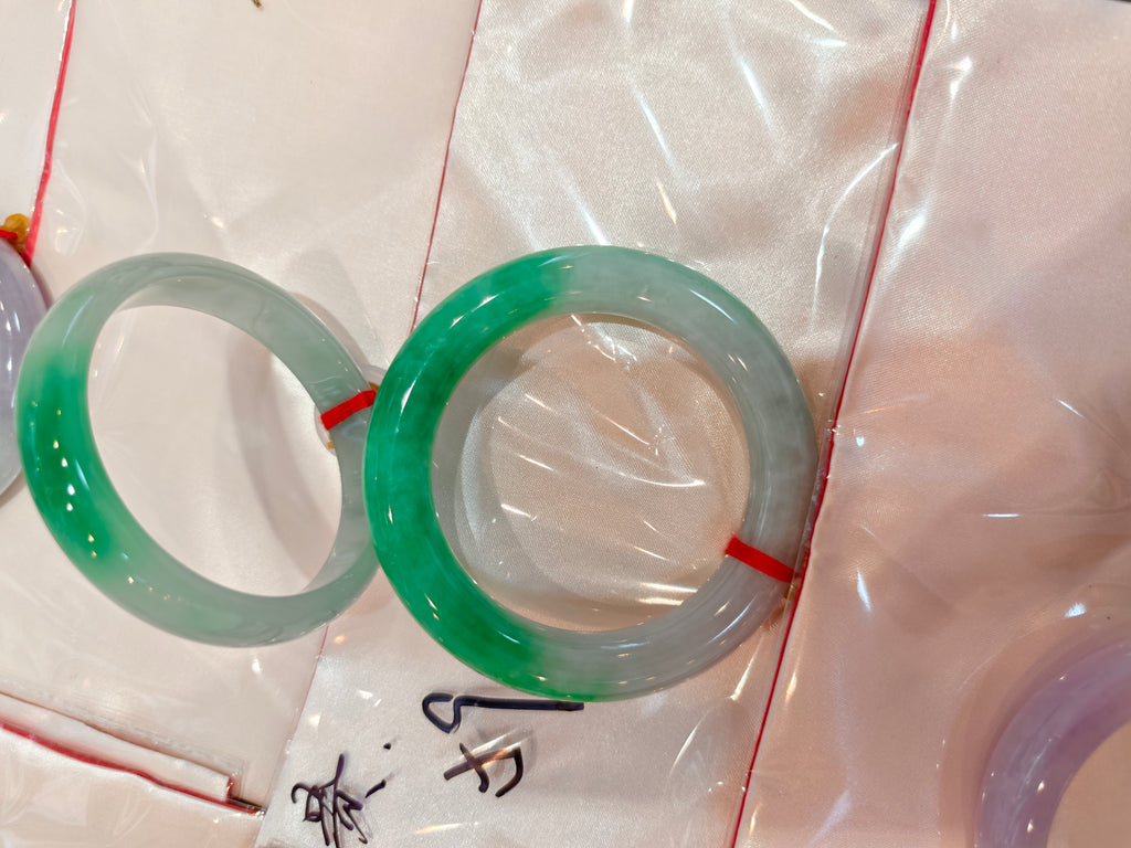 Treated Jadeite Bangle - Half Mountain Half Water