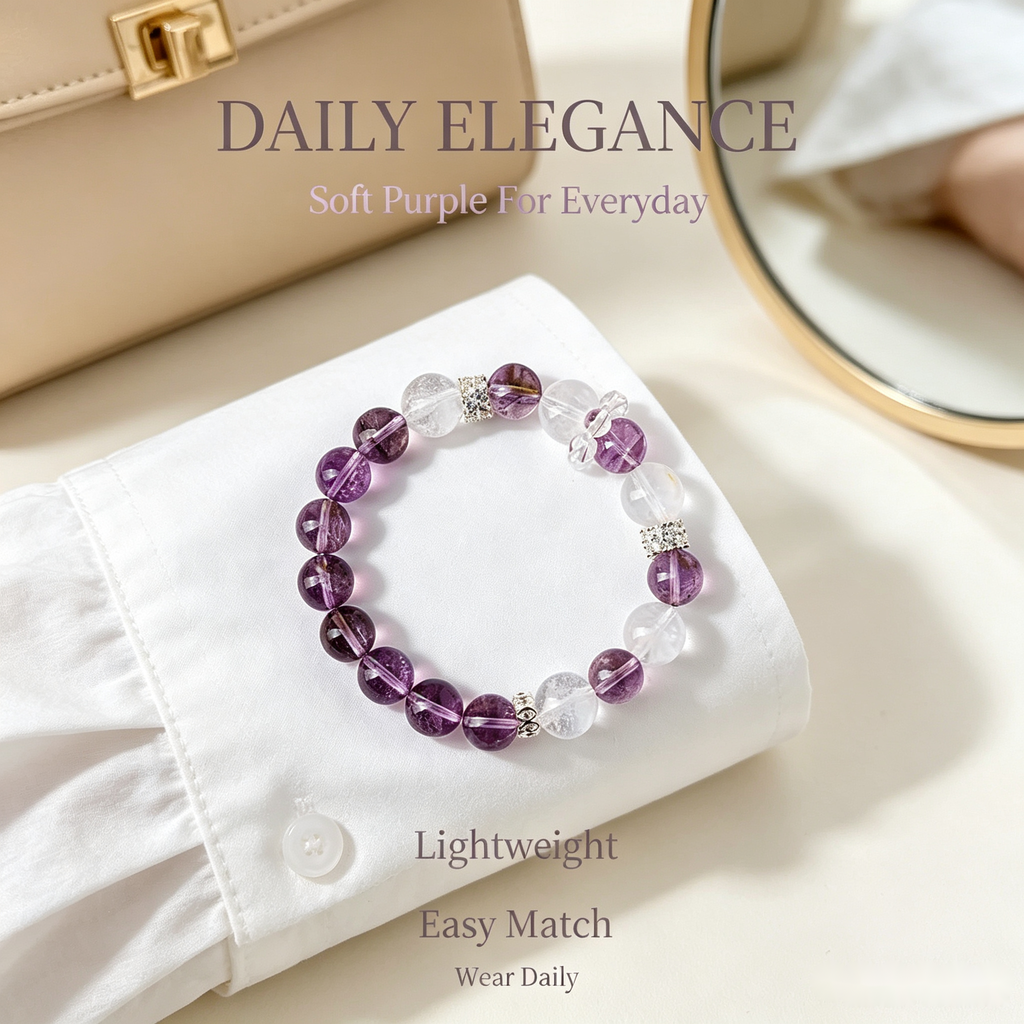 Uruguay Amethyst Bracelet - 12mm Calm Protection Charm