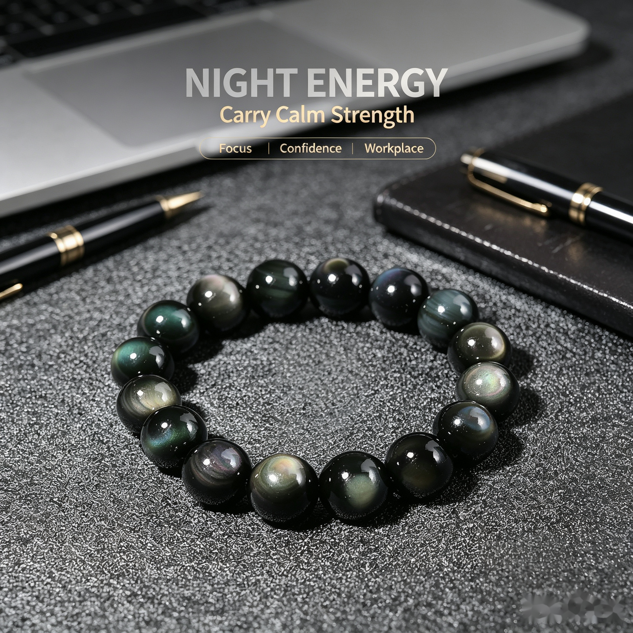 Rainbow Obsidian Protection Bracelet — 12mm