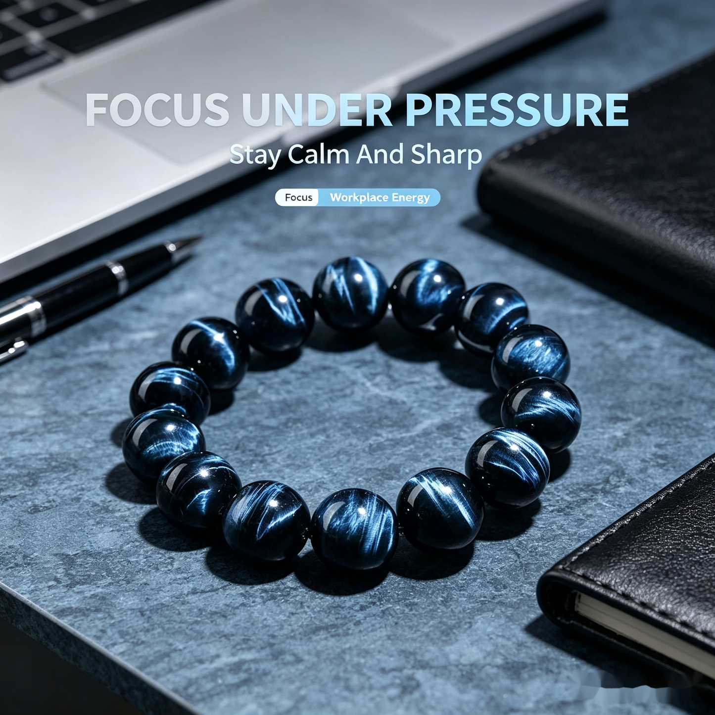 Blue Tiger Eye Bracelet - 12mm Focus & Protection