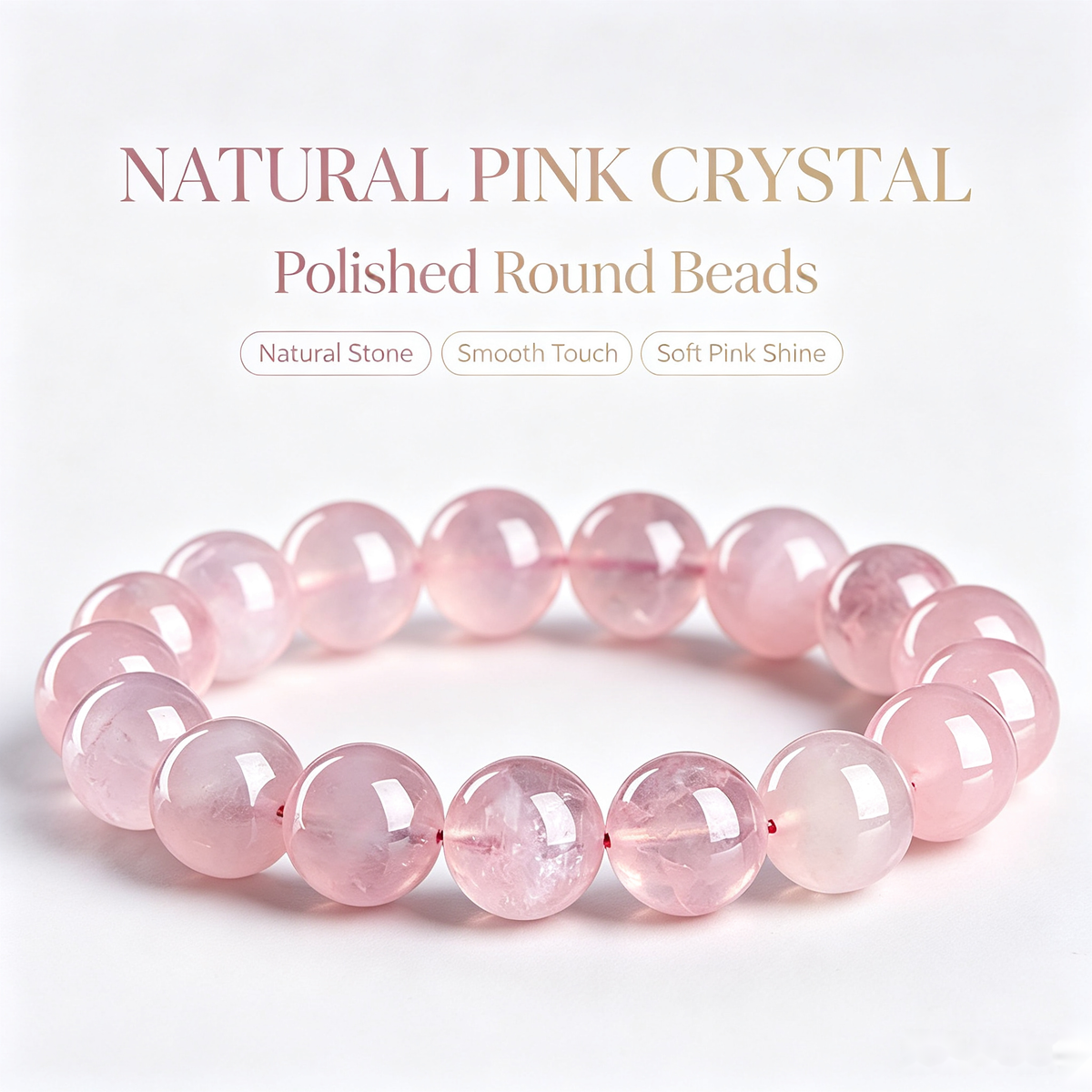 Rose Quartz Beaded Bracelet - 12mm