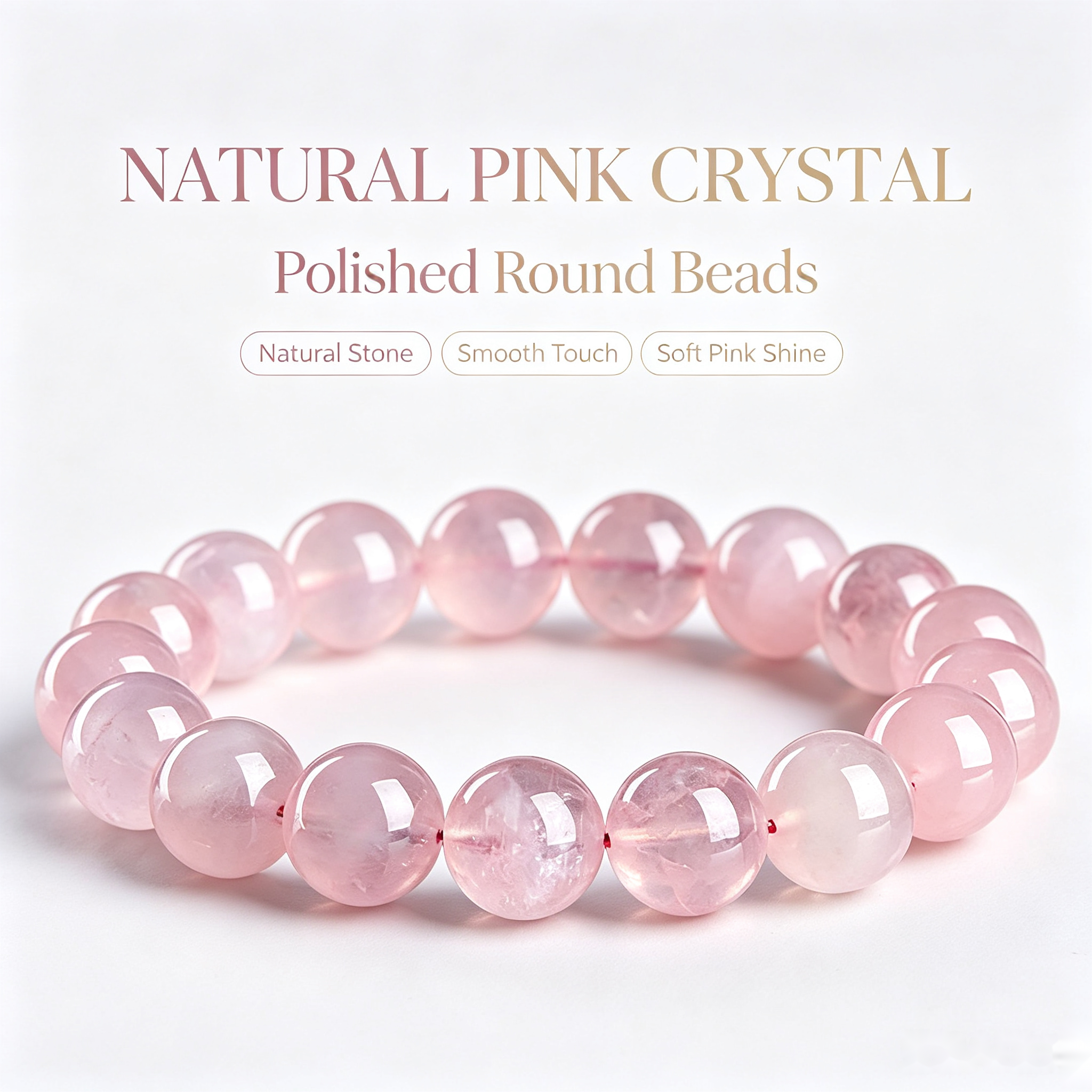 Soft Love Rose Quartz Bracelet — 12mm