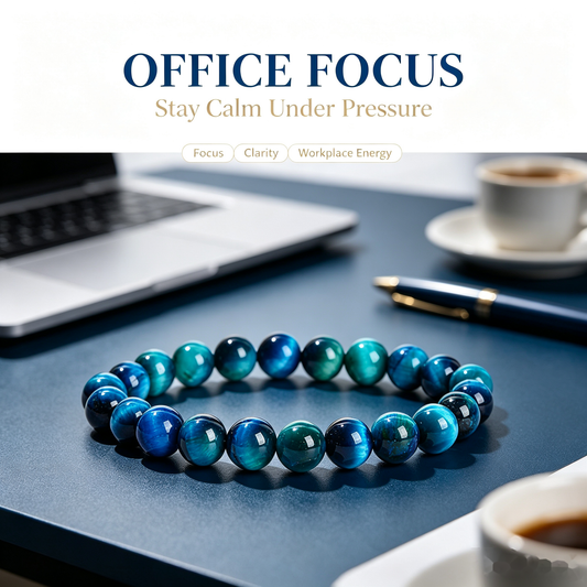 Focus Under Pressure Blue Tiger Eye Bracelet — 10mm