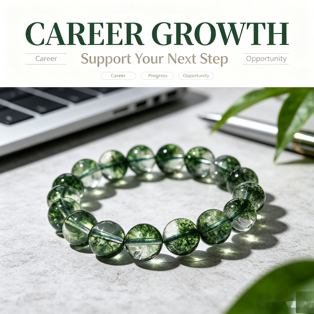 Green Phantom Quartz Bracelet — Abundance Intention — 12mm