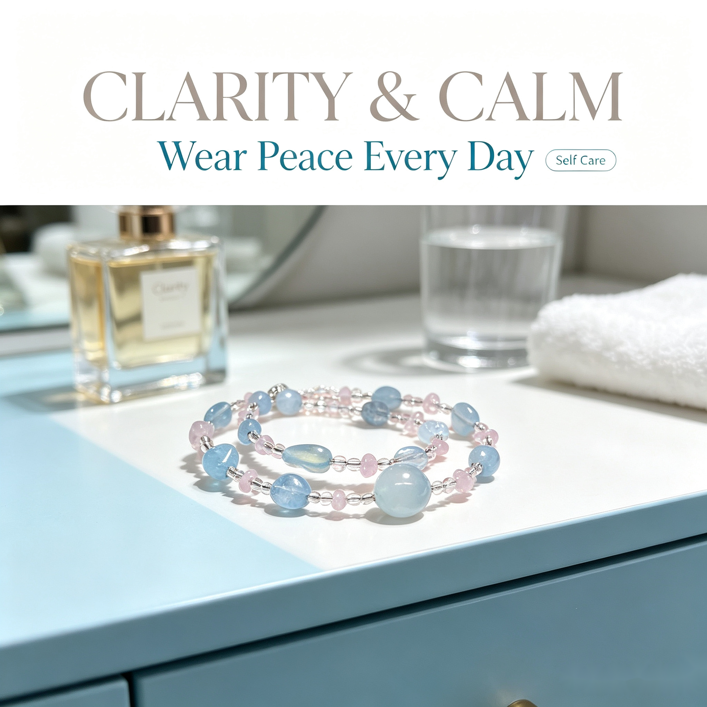 Aquamarine & Rose Quartz Double-Wrap Bracelet — Ocean Calm Gift Piece