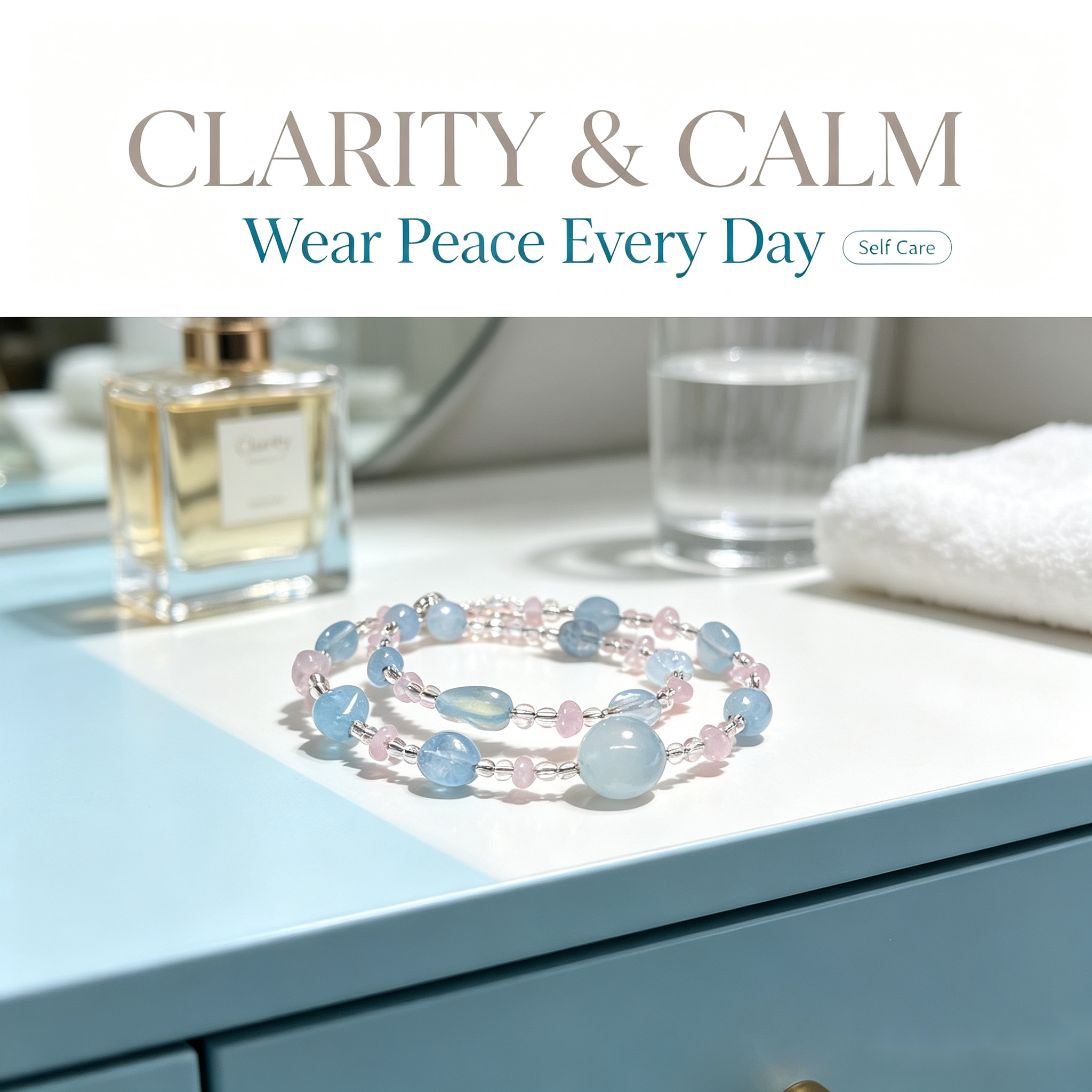 Aquamarine & Rose Quartz Double-Wrap Bracelet — Ocean Calm Gift Piece