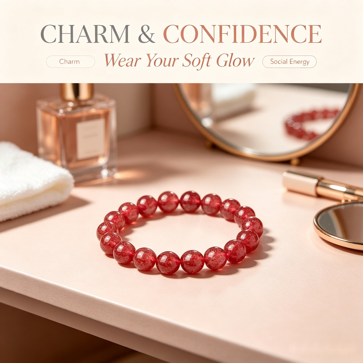 Strawberry Quartz Bracelet - 10mm