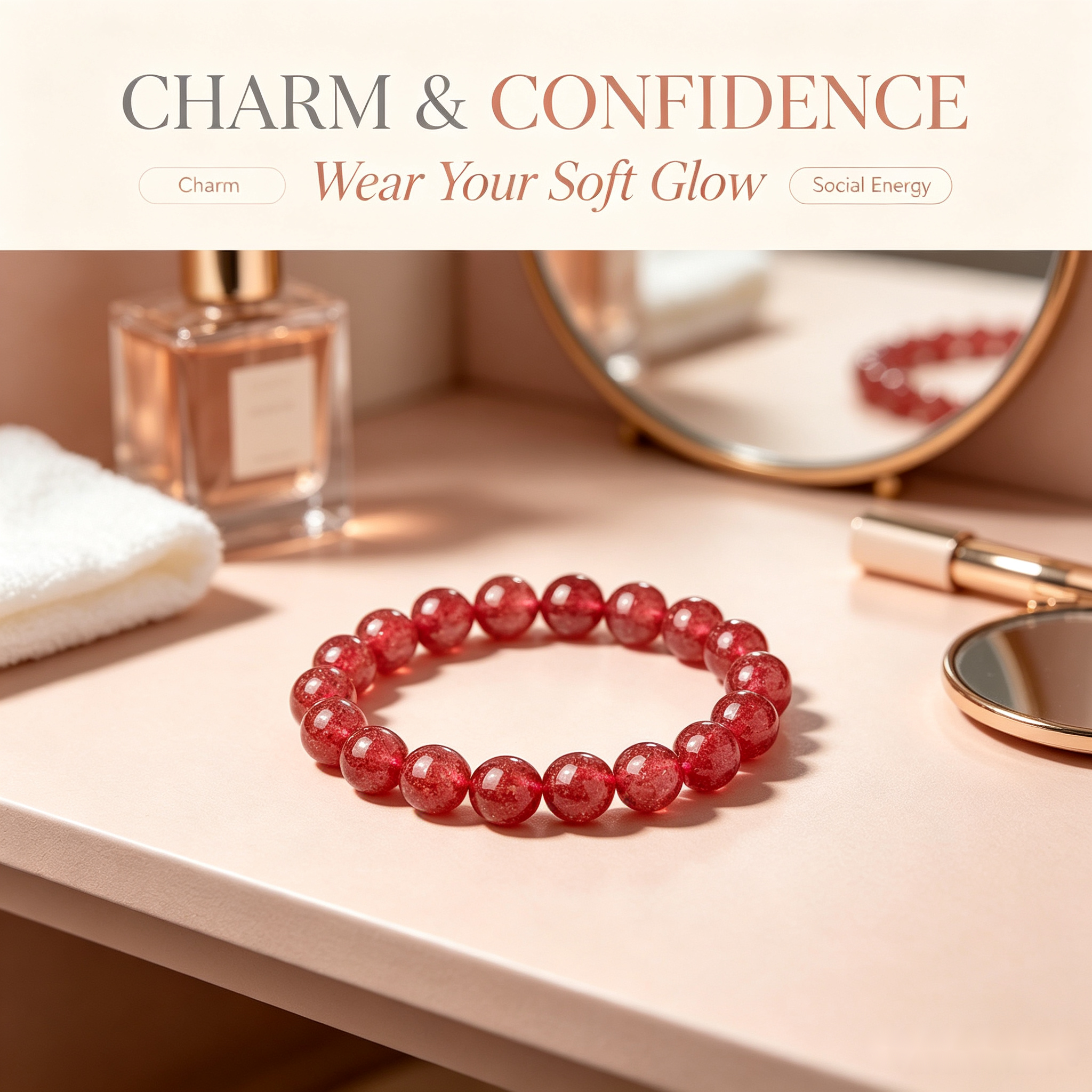 Strawberry Quartz Bracelet - 10mm Sweet Love Energy