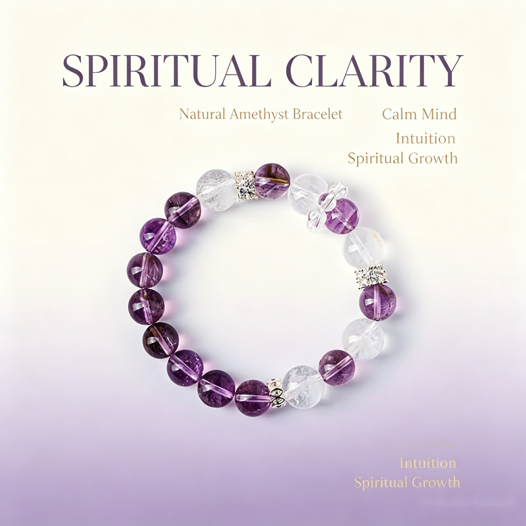 Uruguay Amethyst Bracelet - 12mm Calm Protection Charm