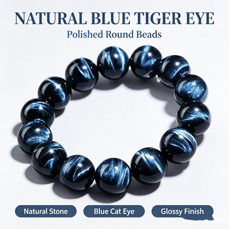 Blue Tiger Eye Bracelet - 12mm