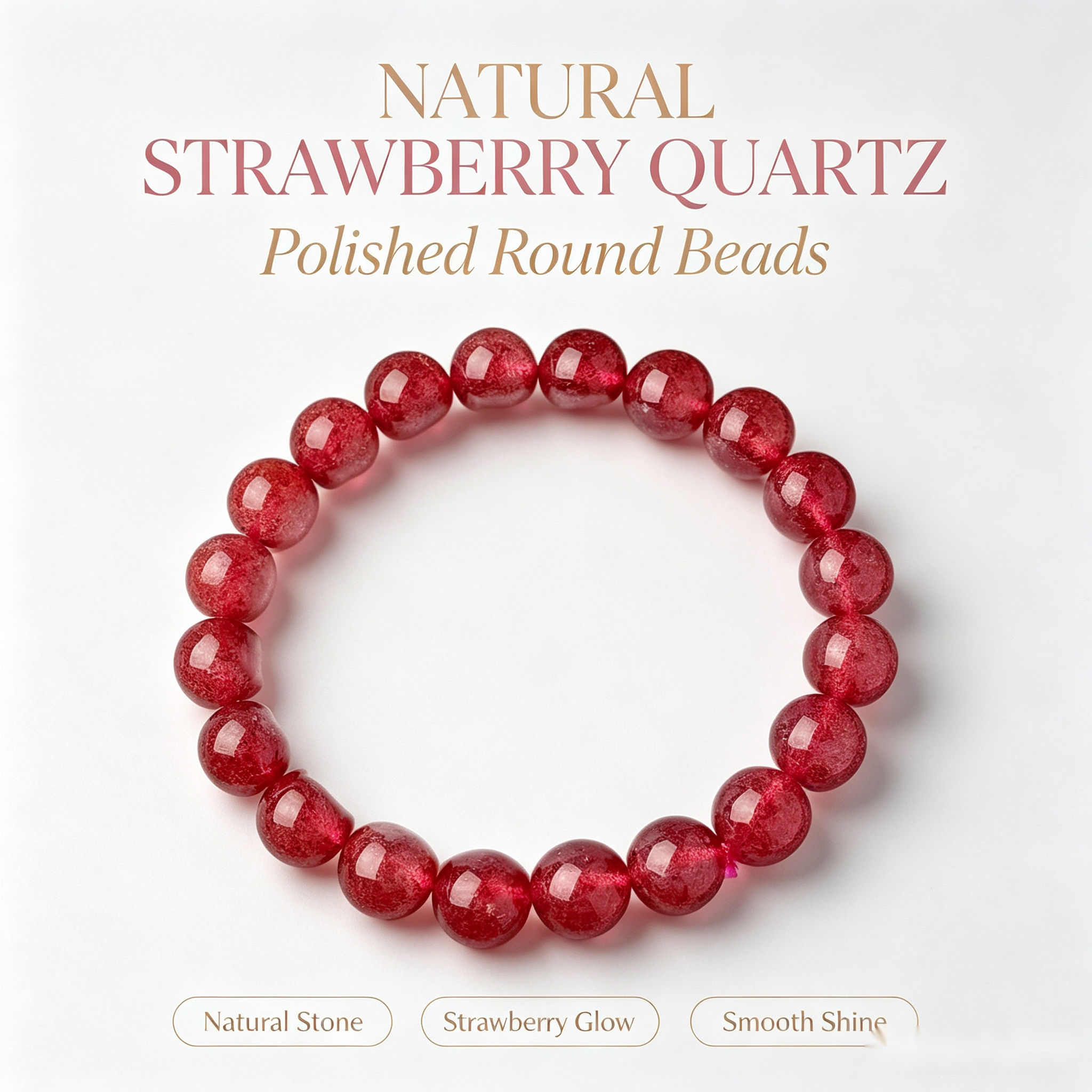 Strawberry Quartz Bracelet - 10mm Sweet Love Energy