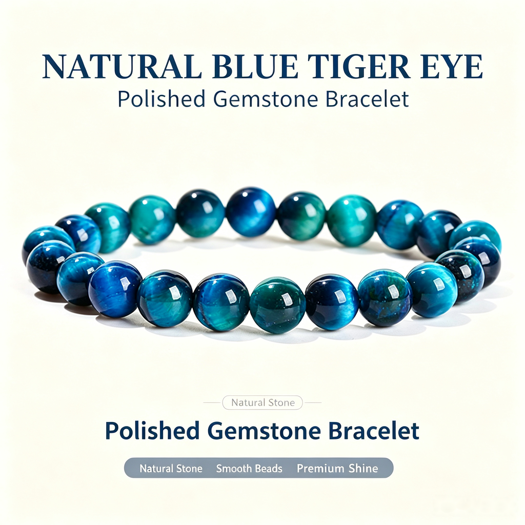 Focus Under Pressure Blue Tiger Eye Bracelet — 10mm