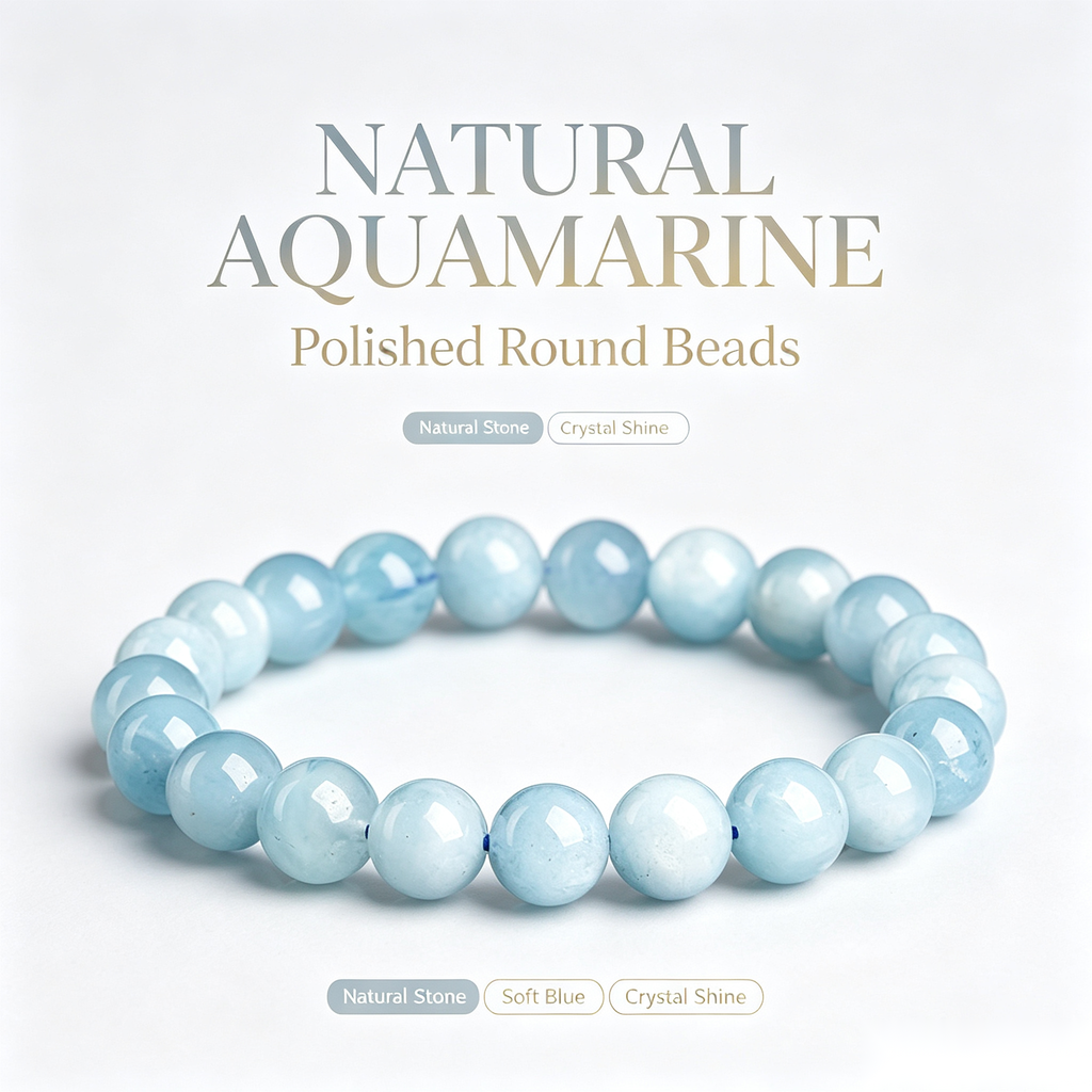 Celestial Aquamarine Bracelet - 12mm Ocean Calm