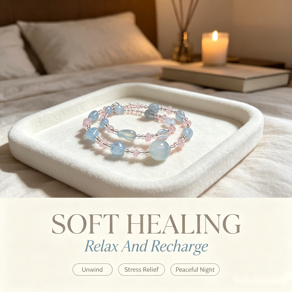 Aquamarine & Rose Quartz Double-Wrap Bracelet — Ocean Calm Gift Piece