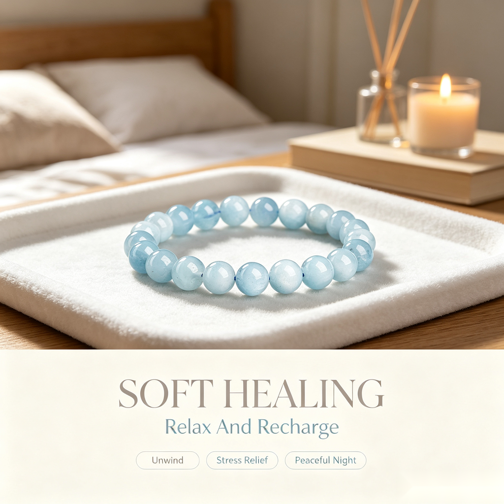Celestial Aquamarine Bracelet - 12mm Ocean Calm