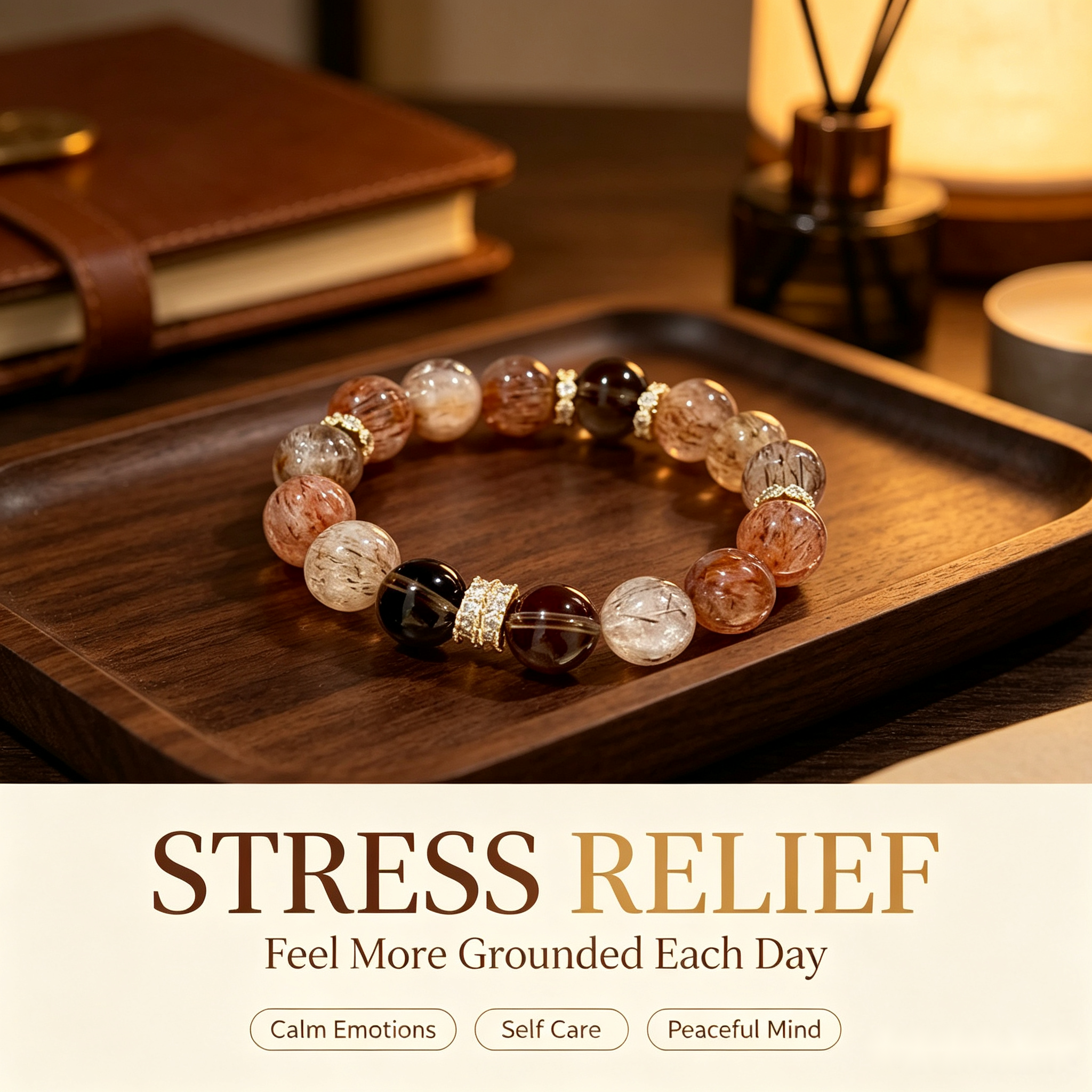 Super Seven Smoky Quartz Bracelet - 12mm Grounded Energy