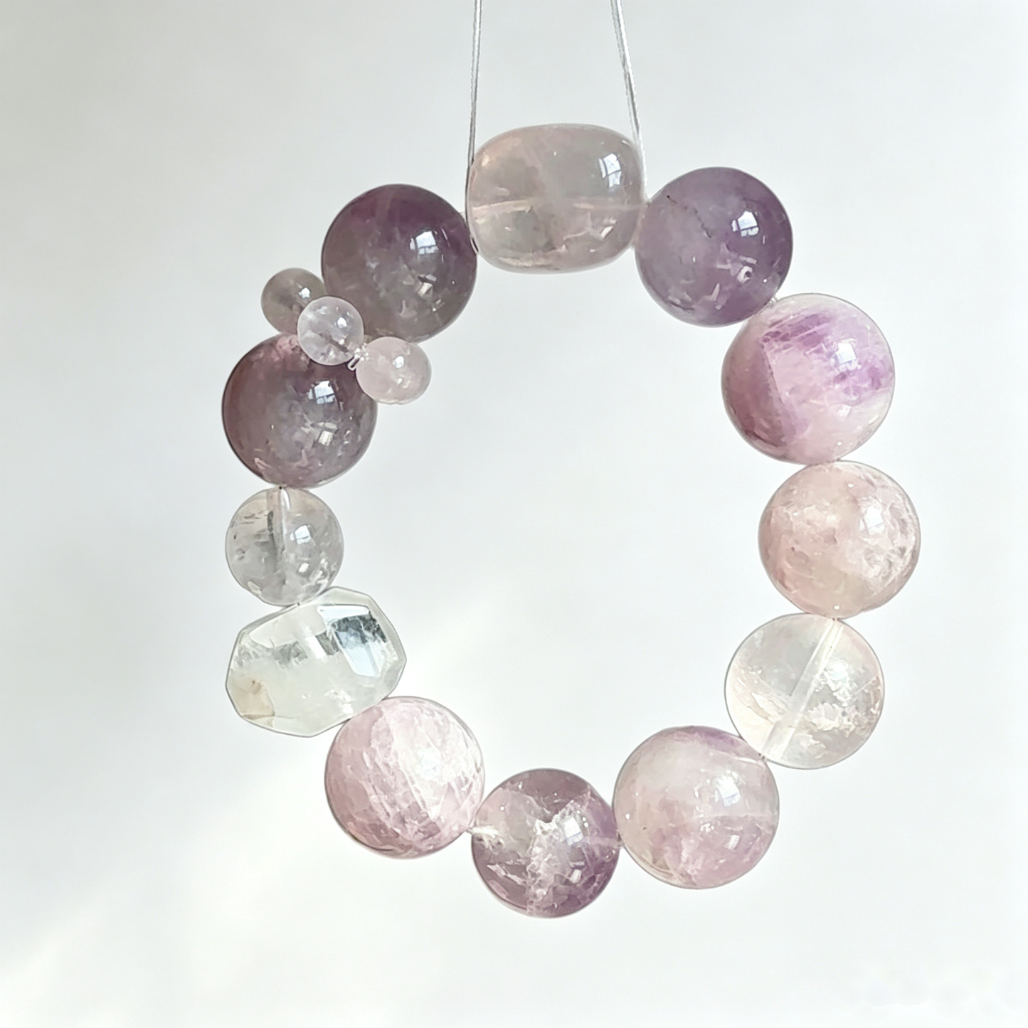 Lavender Love Crystal Bracelet — Amethyst & Rose Quartz — 12mm