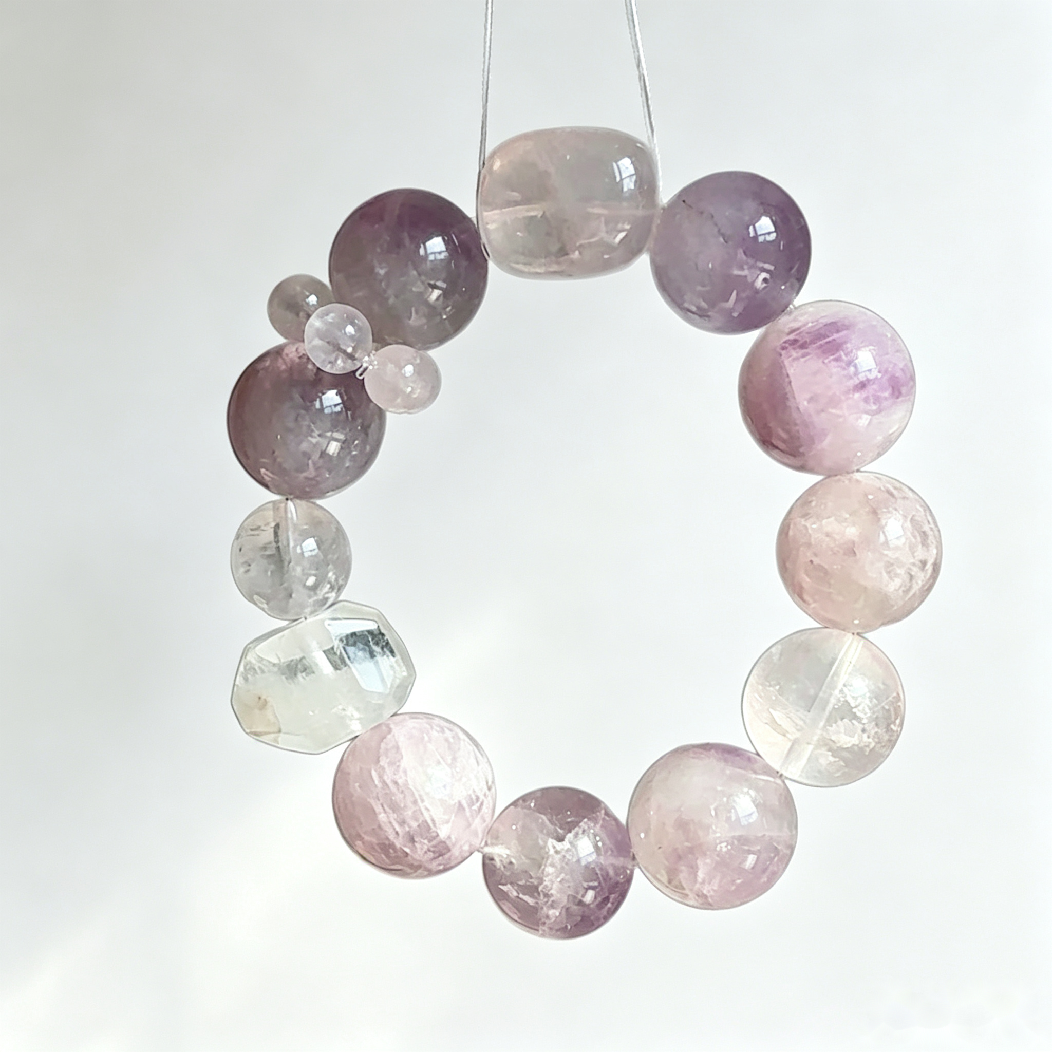 Lavender Love Crystal Bracelet — Amethyst & Rose Quartz — 12mm