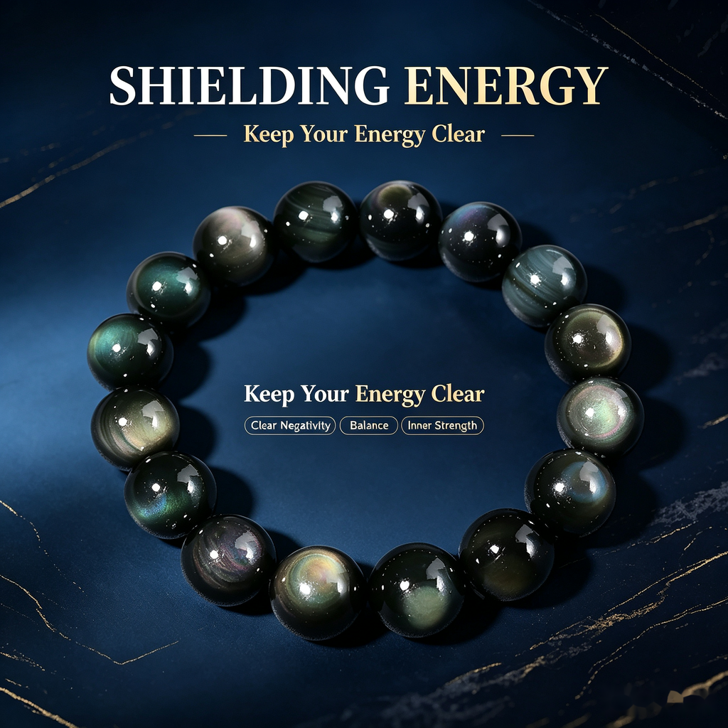 Rainbow Obsidian Protection Bracelet — 12mm